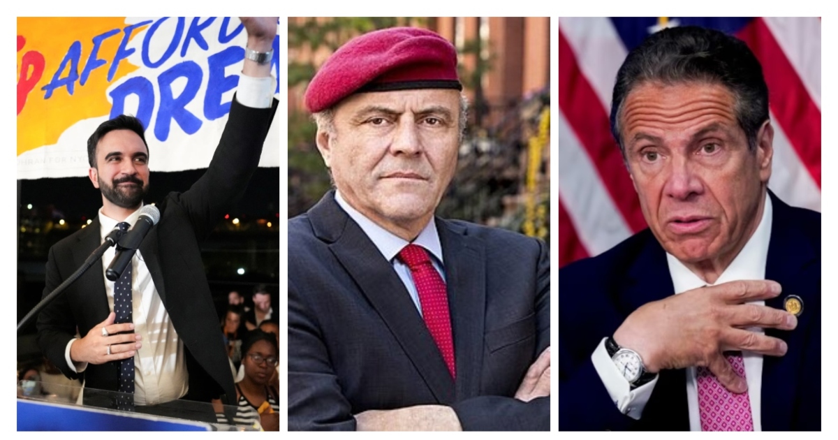 নিউ ইয়র্ক সিটির মেয়র পদপ্রার্থী জোরান মামদানি, কার্টিস স্লিওয়া ও অ্যান্ড্রু কুওমো। ছবি: রয়টার্স